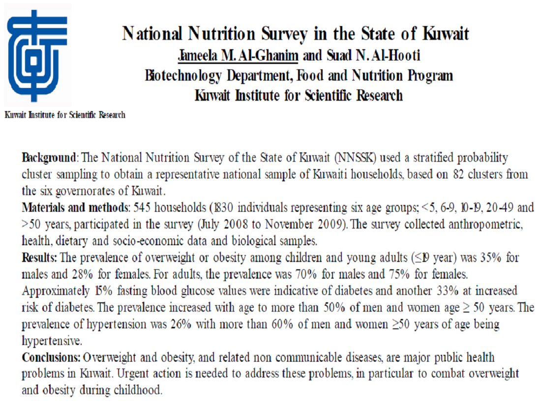 National Nutrition Survey in the State of Kuwait